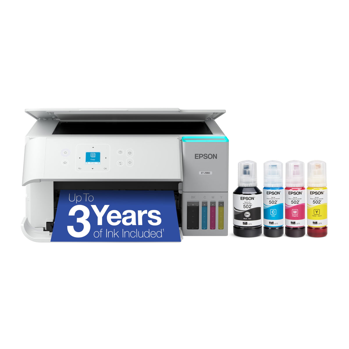 Epson EcoTank ET-2980 Wireless Color All-in-One Supertank Printer - White