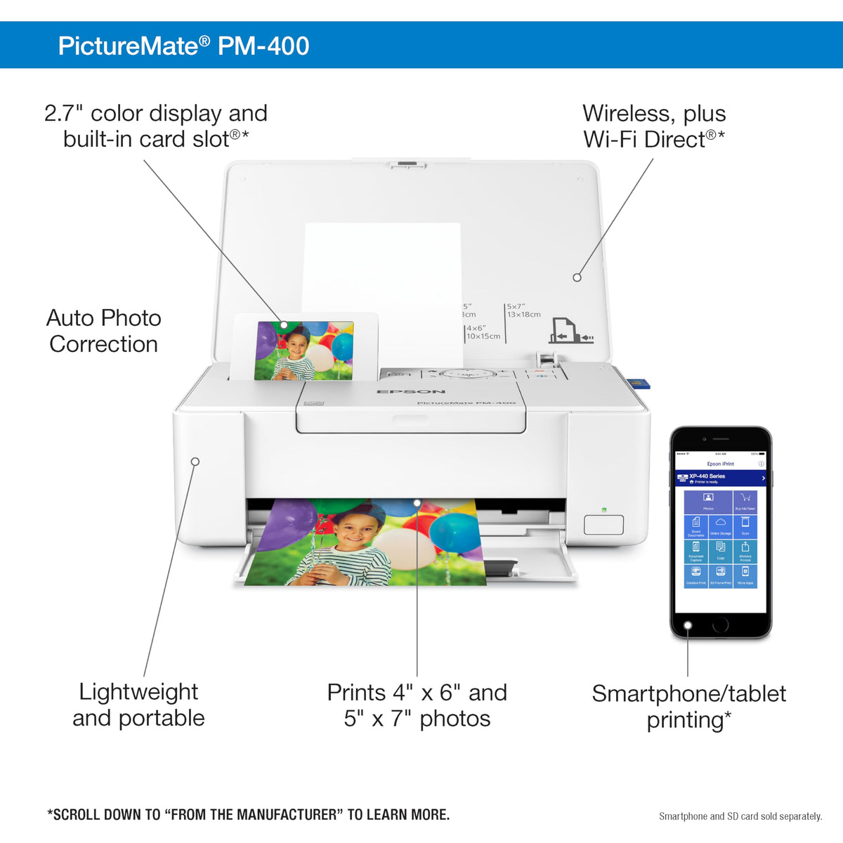 Epson PictureMate PM-400 Wireless Compact Photo Printer