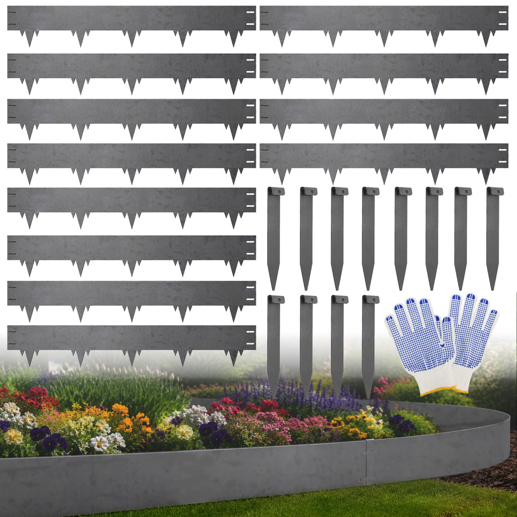 50FT Metal Landscape Edging, 15-Pack 40"L x 6.5"H Rust-Proof Border