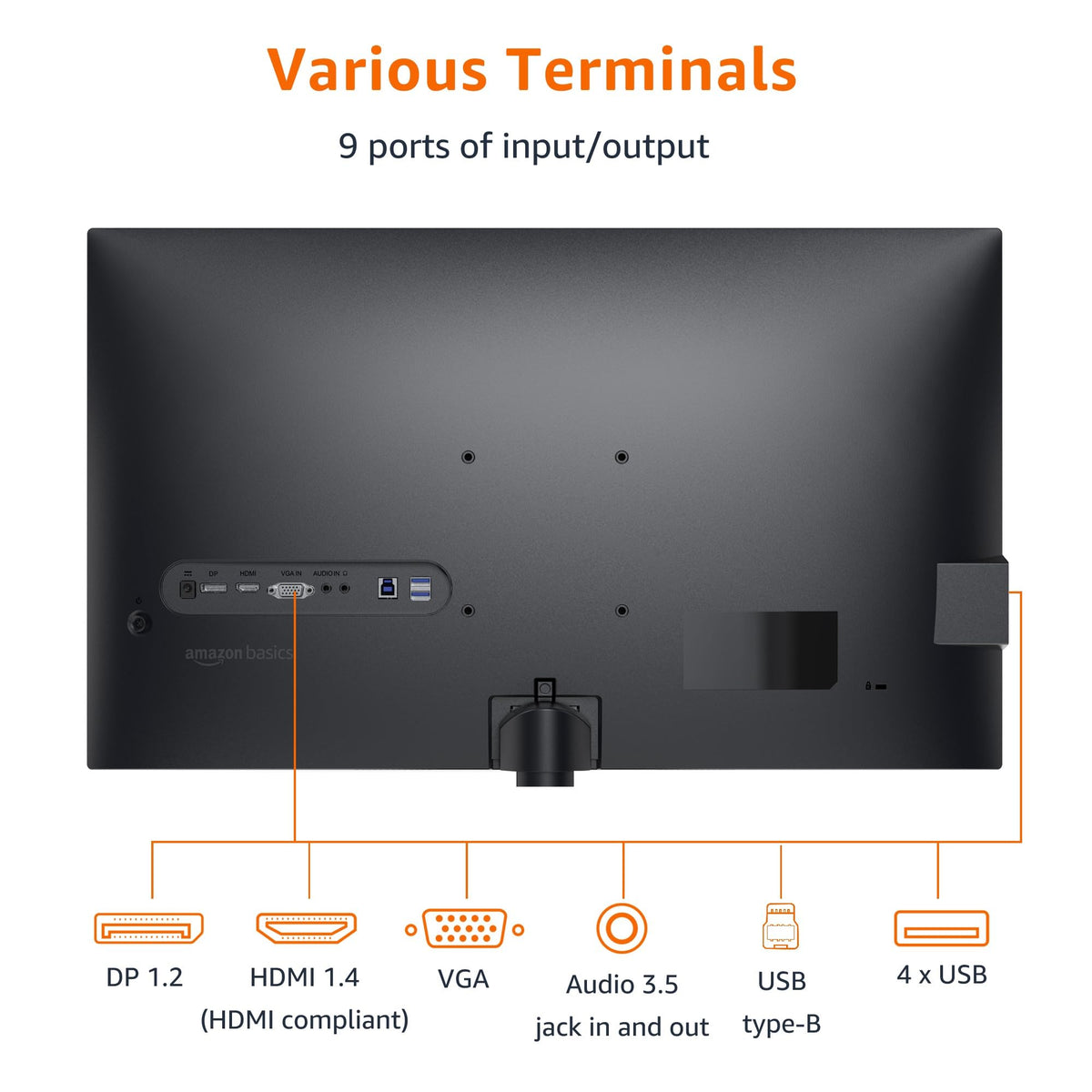 Amazon Basics 27 Inch Monitor, FHD 1080P, 100Hz, IPS, Built-in Speakers, VESA Compatible, USB Ports, Black