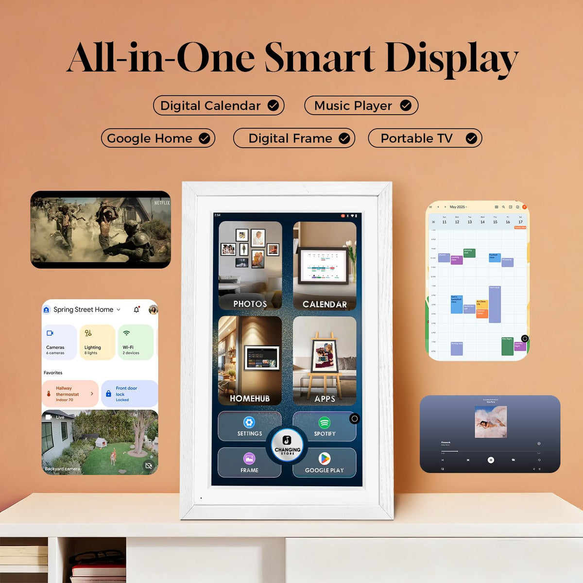 15.6" Digital Calendar & Chore Chart, Sync Google & iCloud, No Subscription