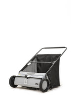 Dapper Supply 26-Inch Push Lawn Sweeper, Grass, Lawn and Leaf Cleanup Collector with Large 7 cu. ft. Hopper Bag, and Dual Spinning Brushes, Grey