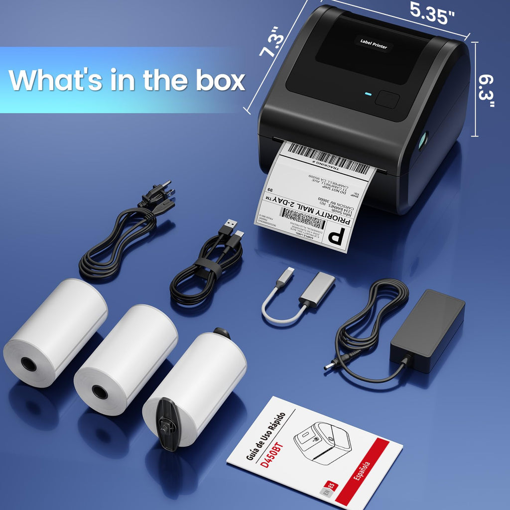 Bluetooth Shipping Label Printer with 750 Pcs Labels