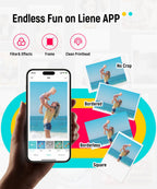 Liene Pearl K100 2x3” Photo Printer, Mini Instant Portable Color Picture Printer Bundle 50 Zink Adhesive Paper, Bluetooth 5.2 Compatible w/iOS & Android Small Phone Sticker for iPhone Smartphone White