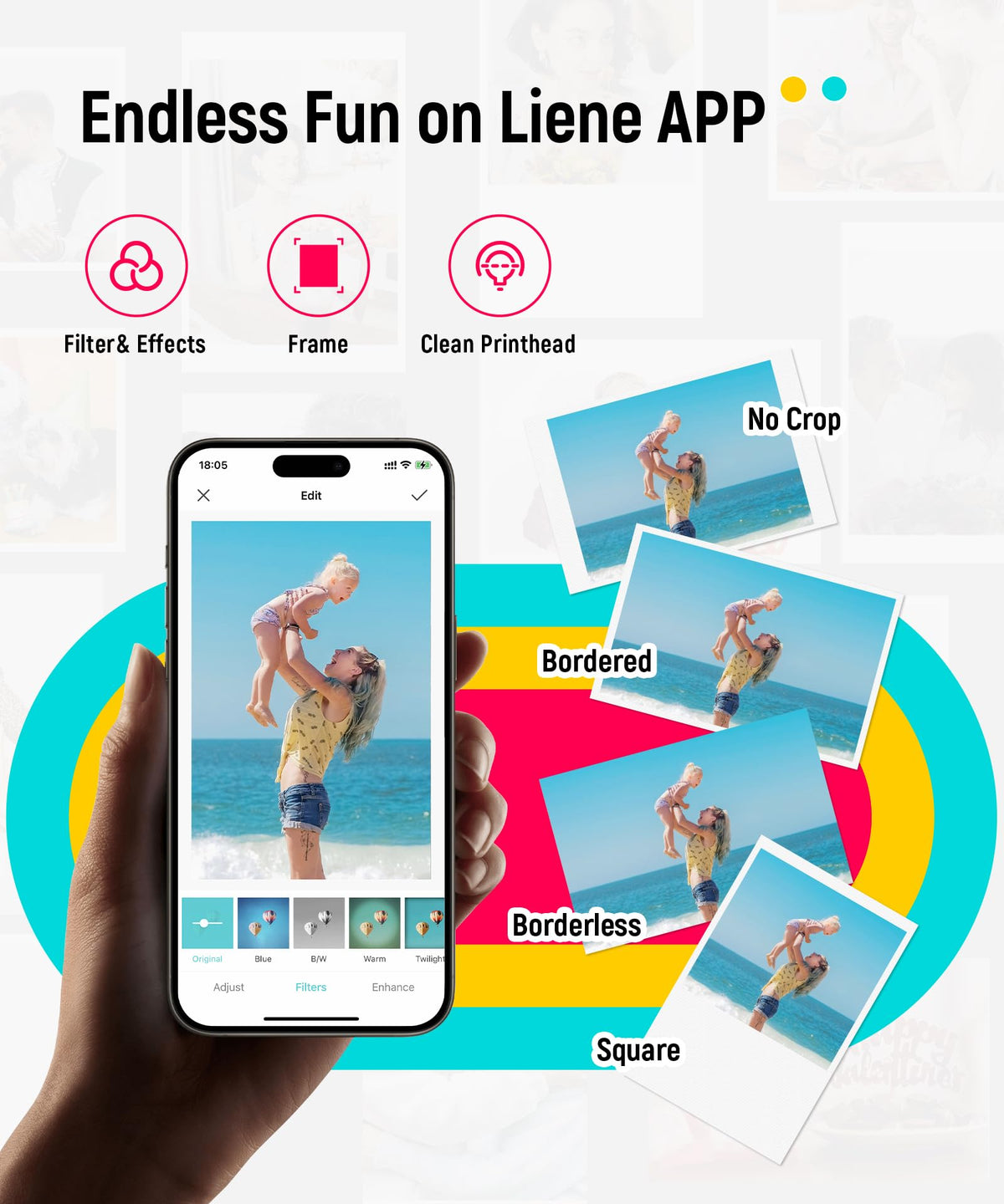 Liene Pearl K100 2x3” Photo Printer, Mini Instant Portable Color Picture Printer Bundle 50 Zink Adhesive Paper, Bluetooth 5.2 Compatible w/iOS & Android Small Phone Sticker for iPhone Smartphone White