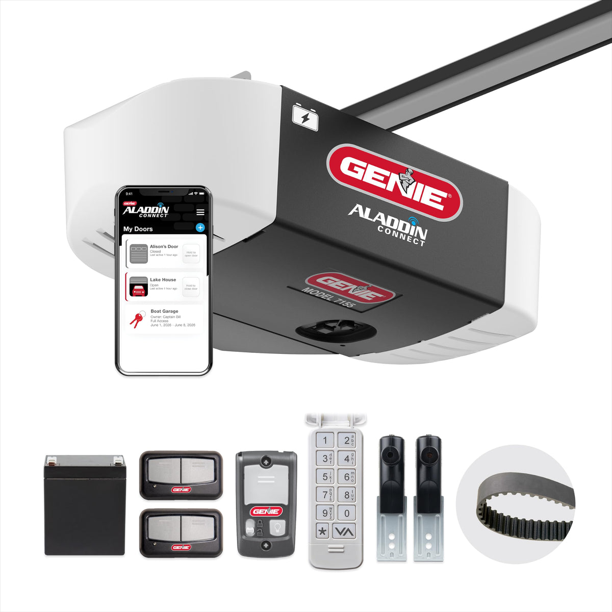 Genie StealthDrive Connect Smart Belt Drive Garage Door Opener, 7155-TKV