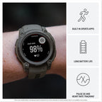 Garmin Instinct® E, Rugged GPS Smartwatch, 45mm, Charcoal