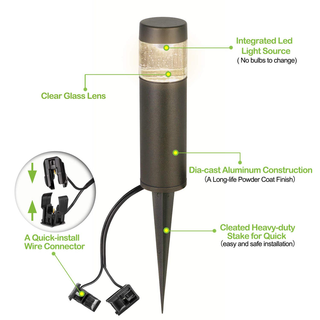 hykolity Low Voltage Landscape Lights, LED Outdoor Bollard Pathway Lights