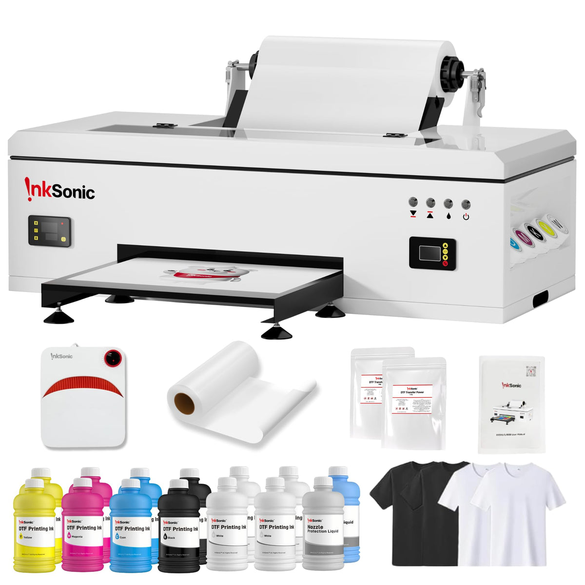 InkSonic 14" F1080 DTF Printer with Shaker & Dryer, Fume Extractor & Laptop