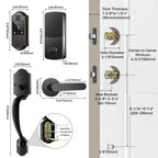 Fingerprint Smart Front Door Lock Set, Keyless Entry Door Lock with Handle, Smart Door Locks, Front Door Handle with Keypad and Deadbolt, Touchscreen, APP Control, Oil Rubbed Bronze