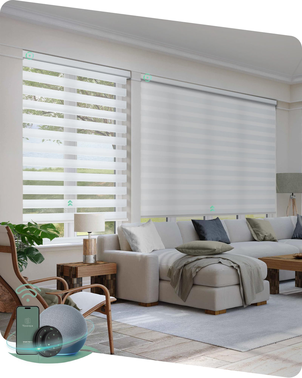 Yoolax Motorized Zebra Blinds with Remote, Room Darkening Smart Blinds