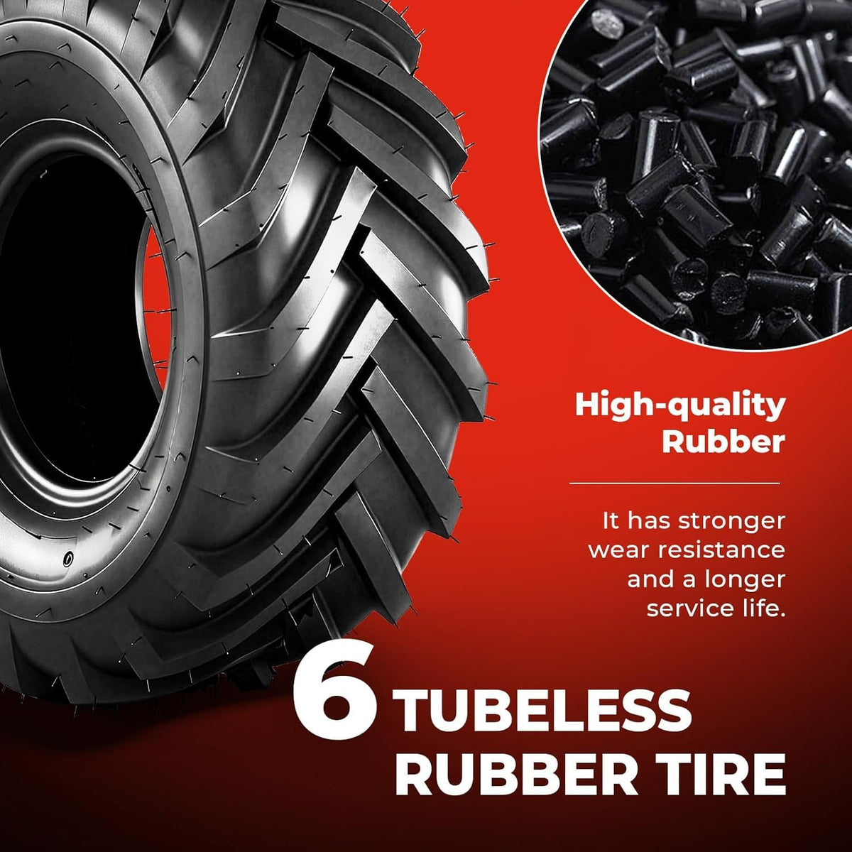 23x10.50-12 Lawn & Garden Mower Tires, Set of 2,6 Ply Tubeless