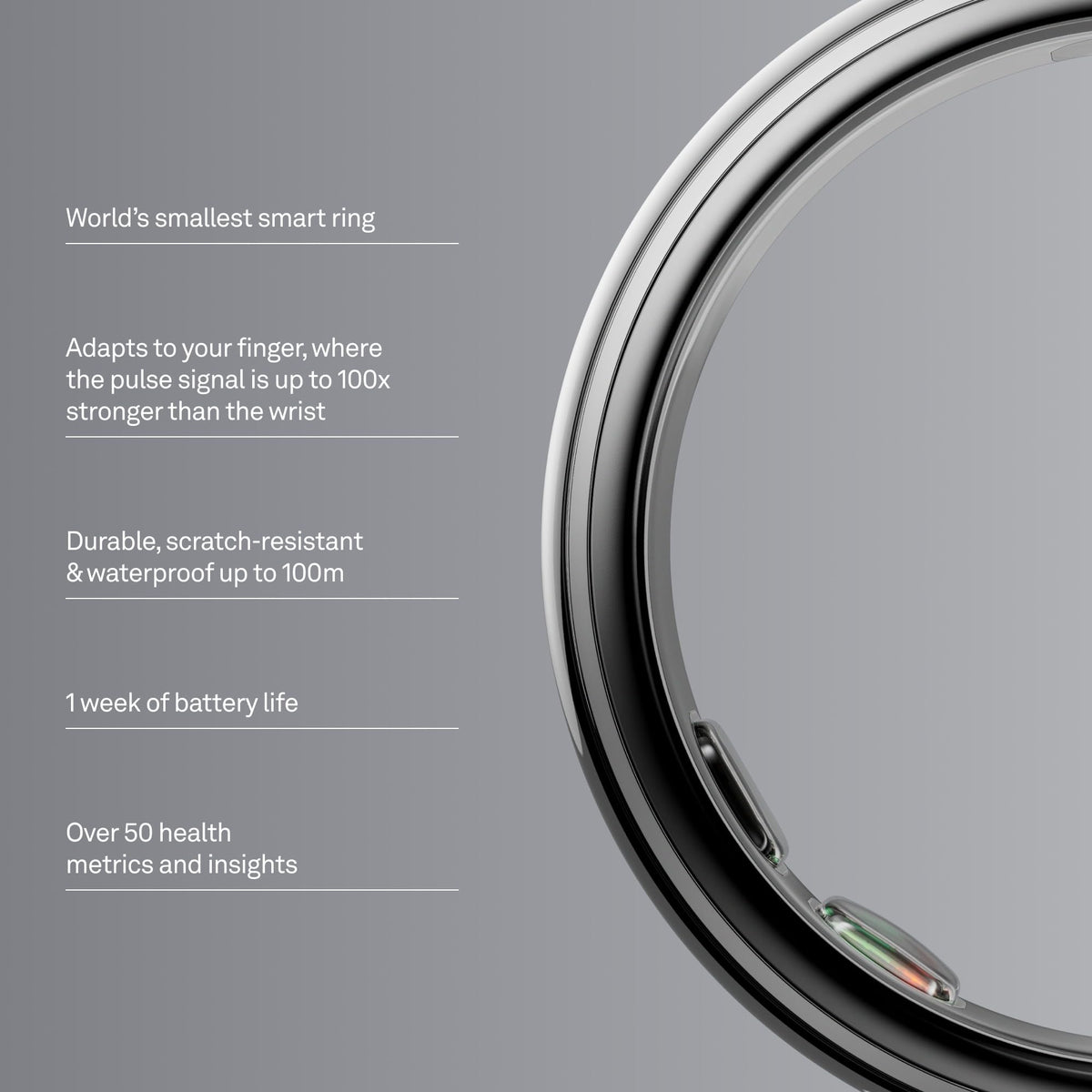 Oura Ring 5 Smart Ring - Silver - Size 10 - Fitness & Sleep Tracker