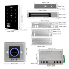 WiFi TUYA Complete Security Access System Kit with Waterproof RFID Touch Keypad Door Lock, Smart Remote Door Opener, App，600-Pound Electric Magnetic Lock + ZL, Metal Sensor Switch, Doorbel