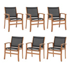 Acacia Wood Patio Dining Chairs Set (Black, 2 Pieces)