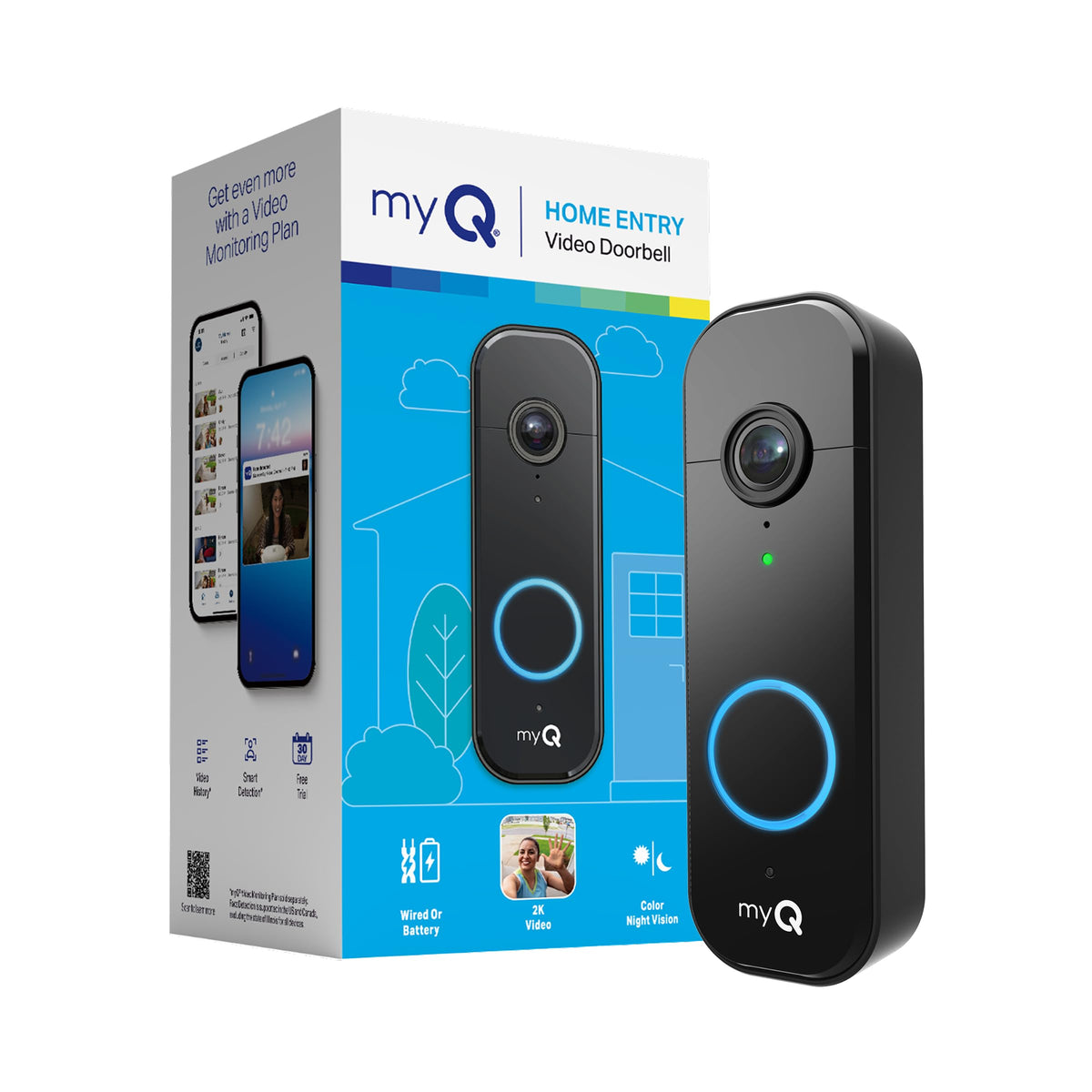 myQ Secure View™ 3-in-1 Smart Lock with 2K HDR Video Doorbell Camera, Face Access, Fingerprint Access, PIN & App Control — Intelligent Entry with Built-in Camera, Color Night Vision & Two-Way Audio