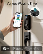 Hornbill Video Smart Lock with Camera: 10-in-1 Ring+2K Camera+Doorbell+Fingerprint Keyless Entry Door Lock, Built-in WiFi Deadbolt(only 2.4G), Two-Way Audio/App Remote Control/PIR, No Monthly Fee