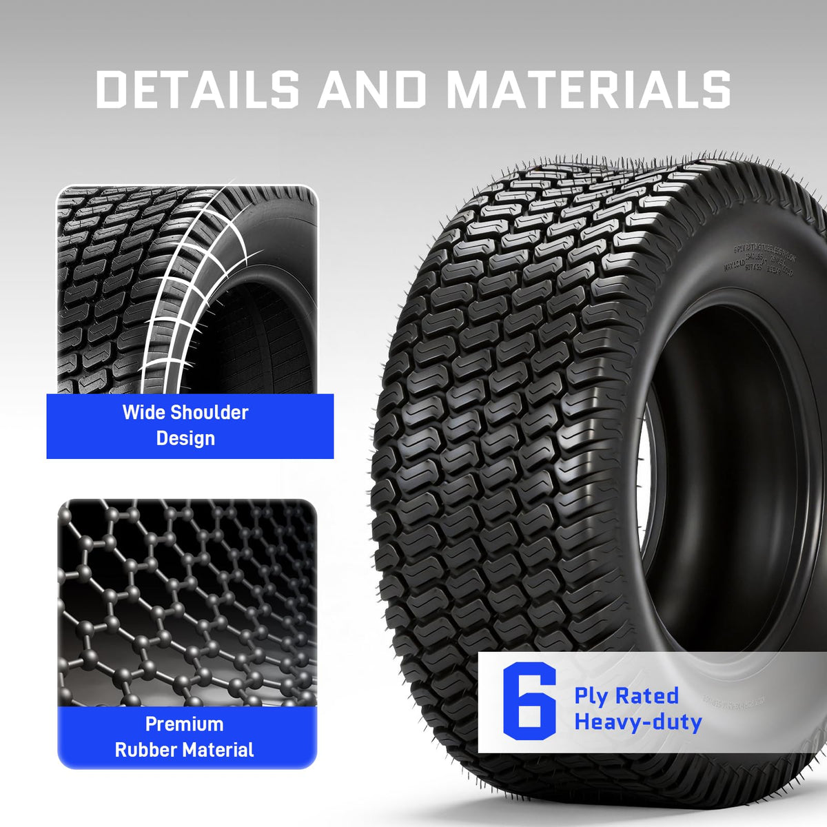 2 Pcs 23x10.50-12 Lawn Mower Tires, 6PR Turf Tubeless Tires