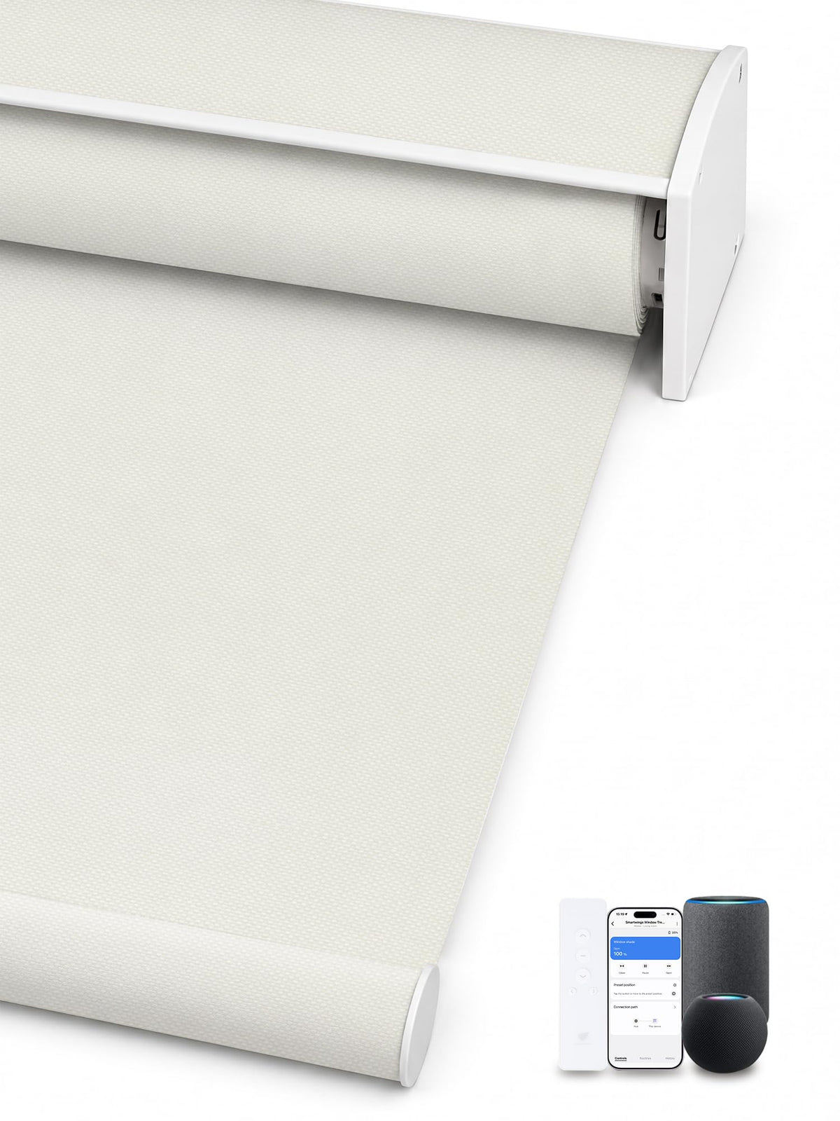 SmartWings Motorized Smart Roller Shades, 100% Blackout Essential Grey