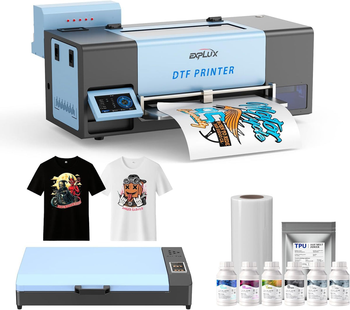 EXPLUX A3 DTF Printer XP600 Printhead S13 Bundle with Shaker Dryer