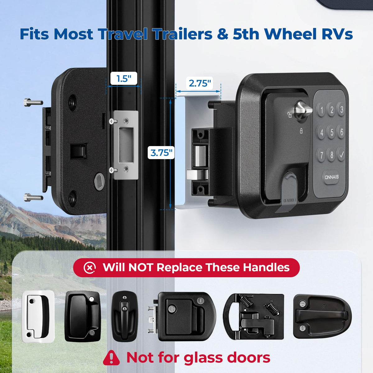 ONNAIS Keyless RV Door Lock - Fits Most Trailers & 5th Wheels