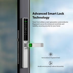 Fingerprint Smart Lock, Keyless Entry Door Lock with Handle, TY APP Fingerprint Password Card Mechanical Key 5 Unlocking Methods Aluminum Alloy Door for 40-120mm Thickness (Silver)