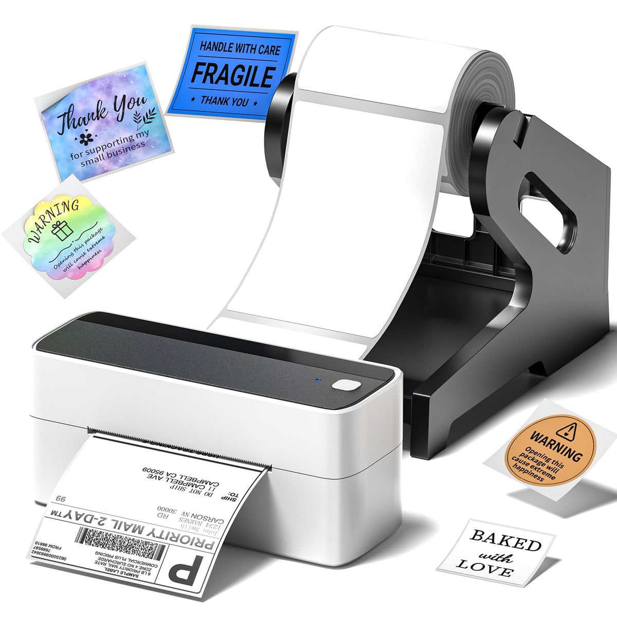 Phomemo Bluetooth Thermal Shipping Label Printer with Holder & 500pcs Label