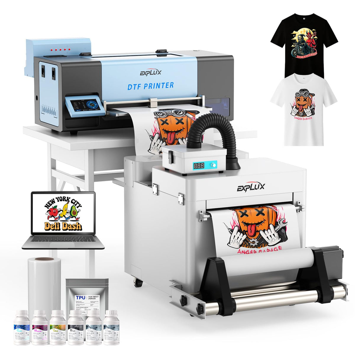 EXPLUX A3 DTF Printer XP600 Printhead S13 Bundle with Shaker Dryer