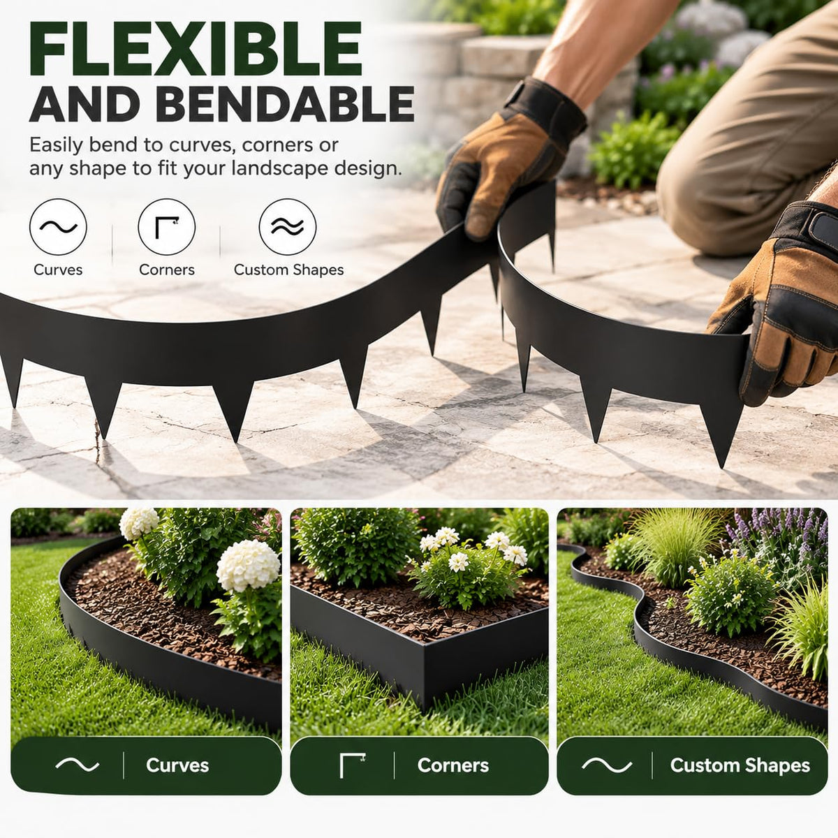 12-Pack Metal Landscape Edging, 40 FT Total Length, 40" L × 5" H Each