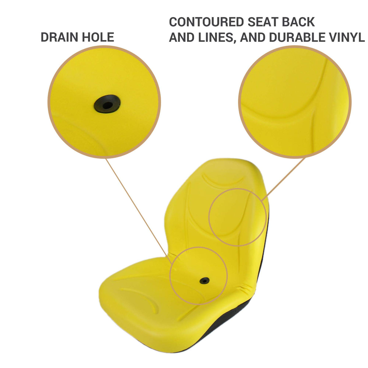 Universal Yellow Vinyl Seat for Many Lawn & Garden, UTV, Tractor & Skid Steer Applications (E-LGT125YL)
