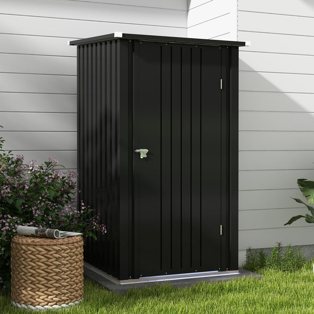 Patiowell 3x3 FT Outdoor Storage Shed, Metal Sheds, Black