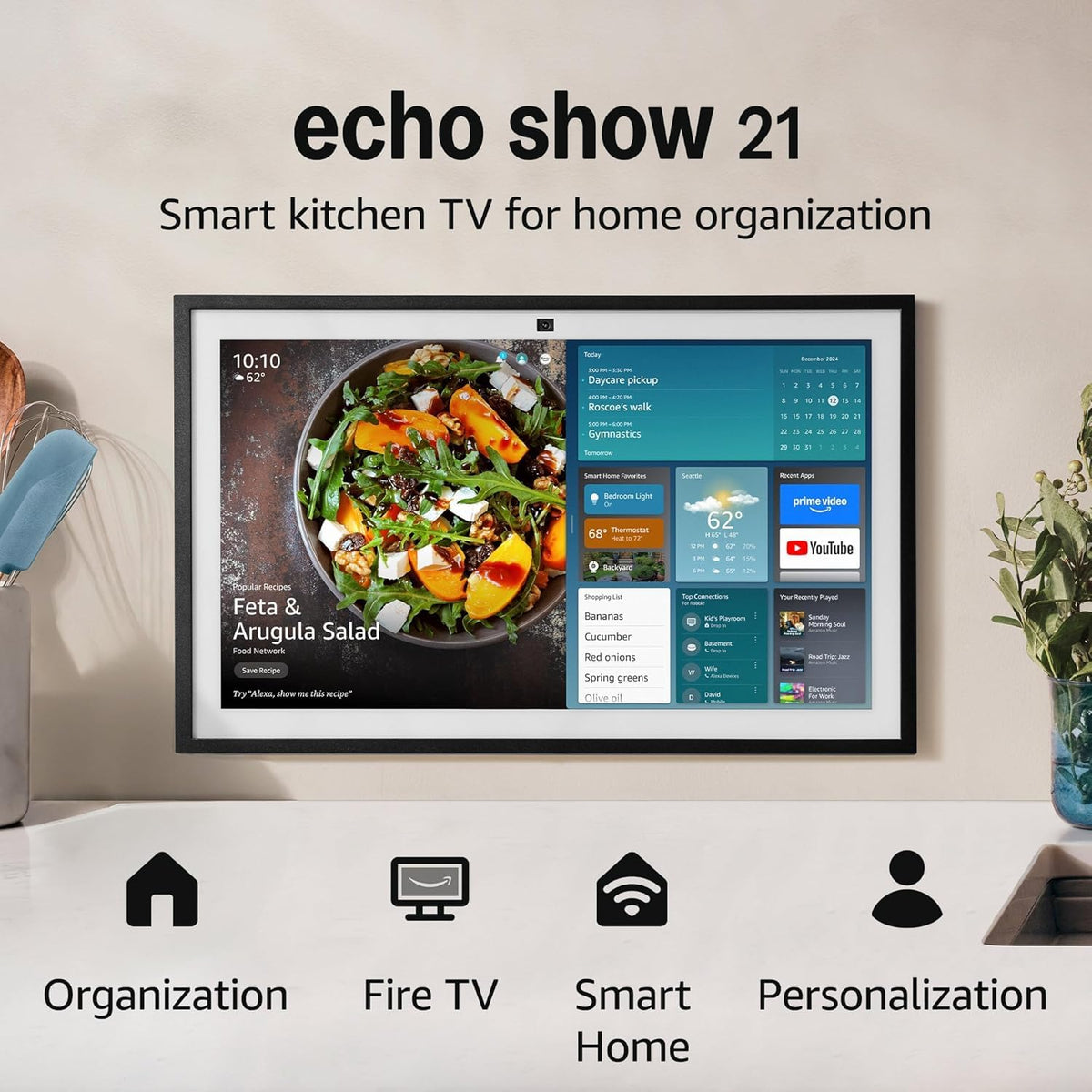 Echo Show 21 with Amazon Basics Smart Bulb