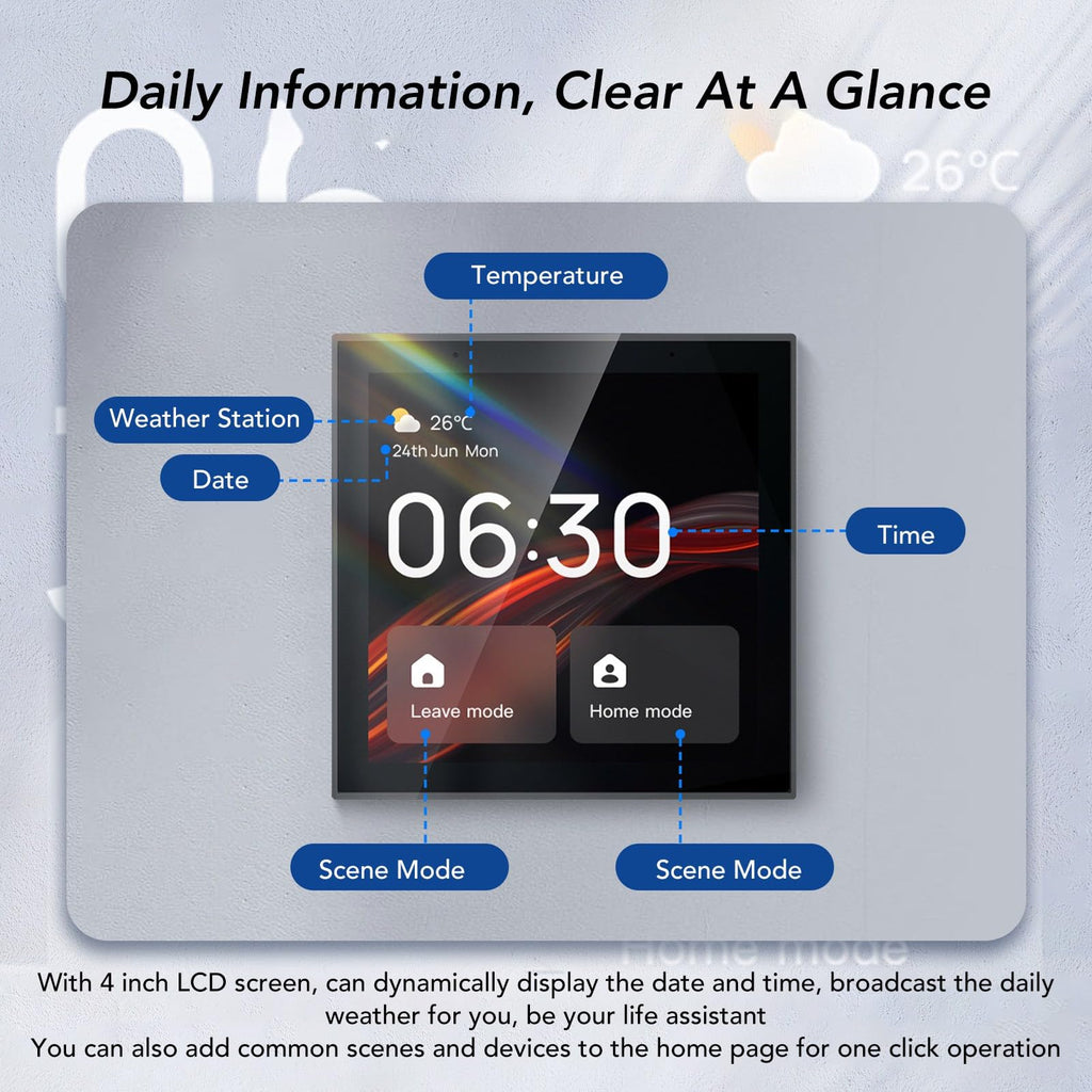 Touchscreen Smart Home Control Panel with 4 Inch Display