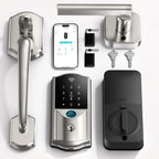 Built-in WiFi Smart Lock with Handle Set, Keyless Entry Front Door Lock Set