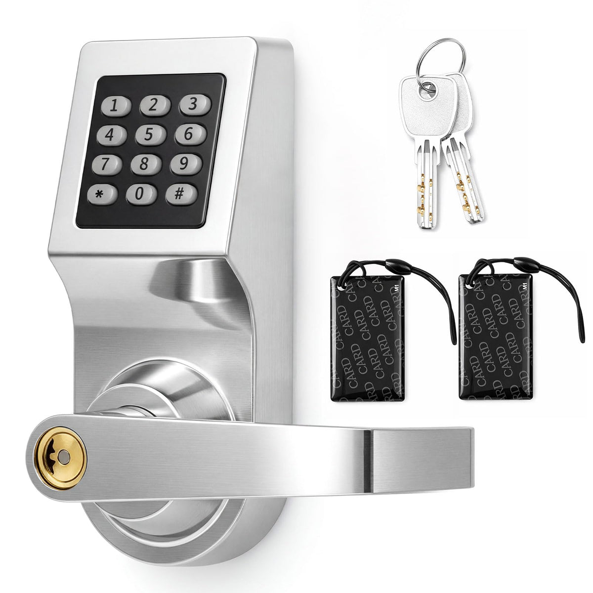 Hicarer 1 Pack Commercial Keyless Door Lock with Keypad Lever, Silver