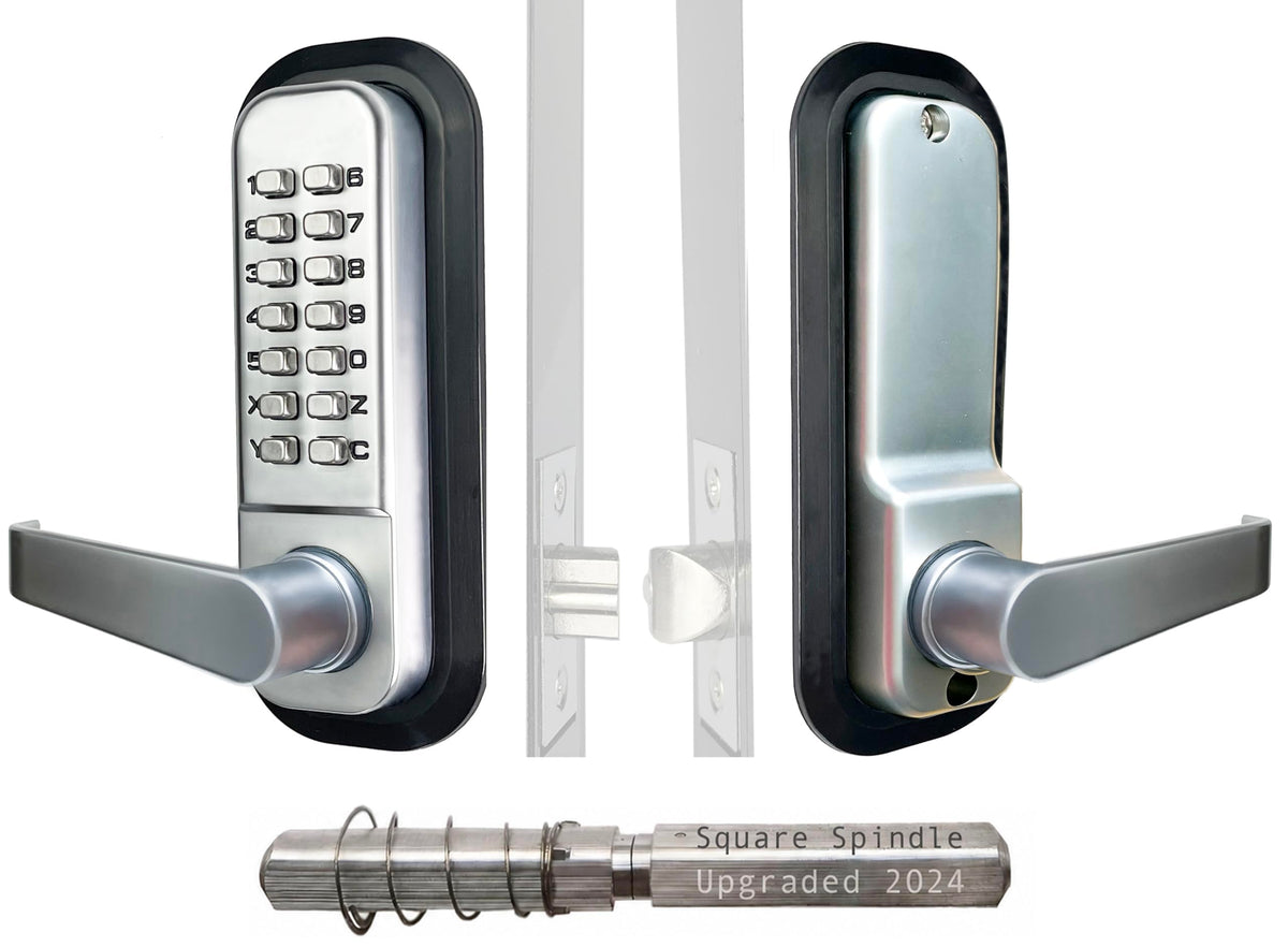 Double-Sided Mechanical Keyless Door Lock Lever Handle Matte Black