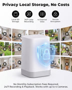 Solar Security Camera System with Home Hub, 4 Cam 4MP 360° PTZ Security Cameras Wireless Outdoor, No Monthly Fee, Local Storage, Color Night Vision, 5GHz & 2.4GHz WiFi for Home Exterior, IP66