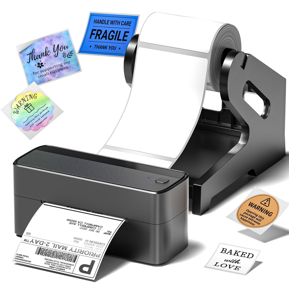 Phomemo Bluetooth Thermal Shipping Label Printer with Holder & 500pcs Label