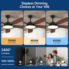 Roomratv Smart Ceiling Fan Compatible with App/Alexa/Google home,Black