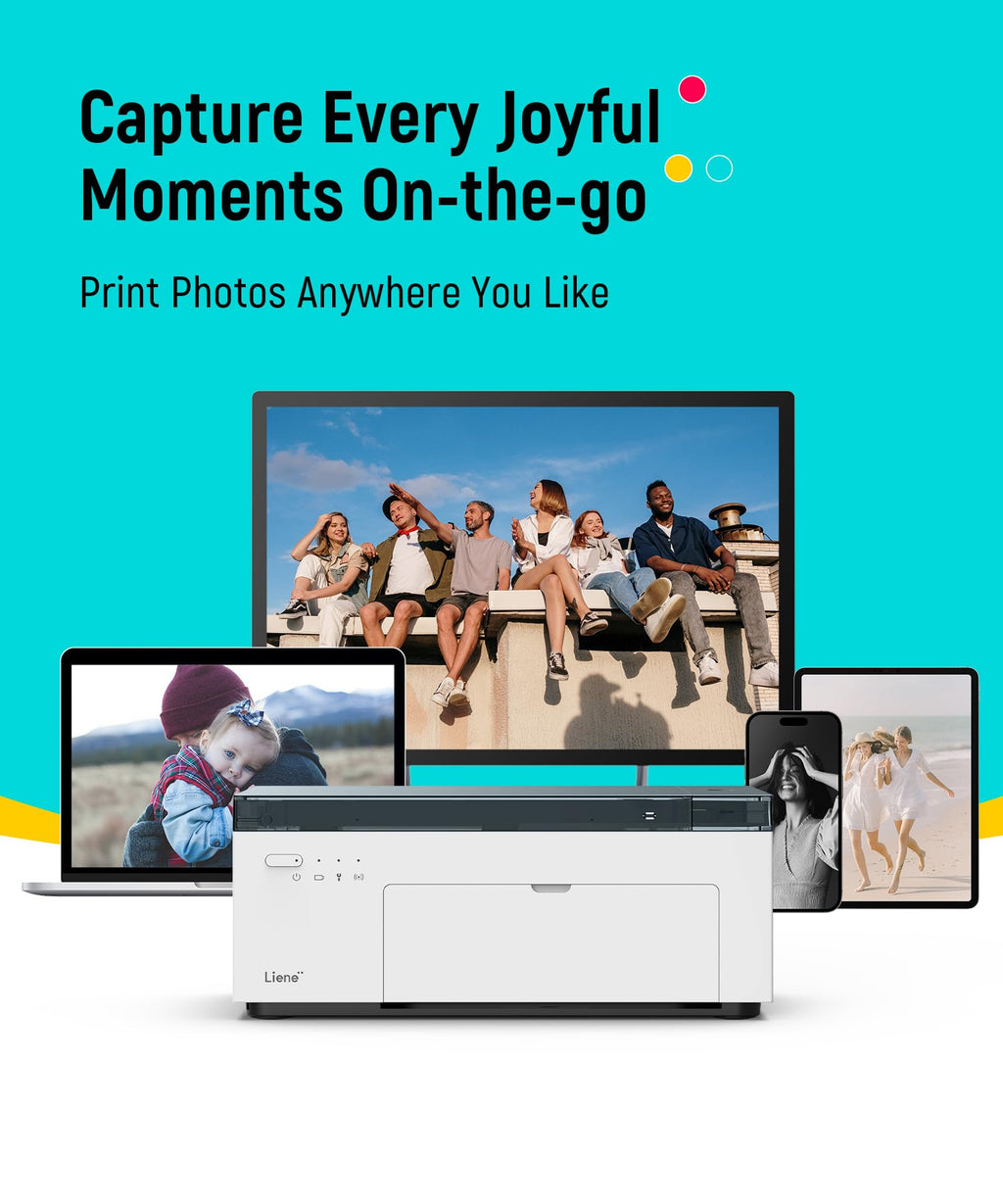 Liene White M200 4x6'' Photo Printer Battery Edition, Wireless Photo Printer for iPhone Android, Dye Sublimation Printing Full-Color Photo 20-Sheet, Portable Picture Printer Ideal for Travel Home Use