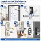 Keyless Door Lock with Handle, Battery-Free Mechanical Keypad Lock