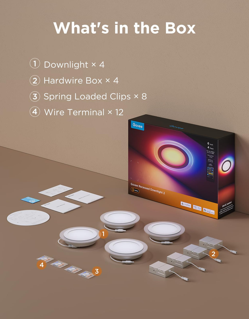 Govee Smart Recessed Lighting 6 Inch, LED Recessed Light 1100LM, 4 Pack