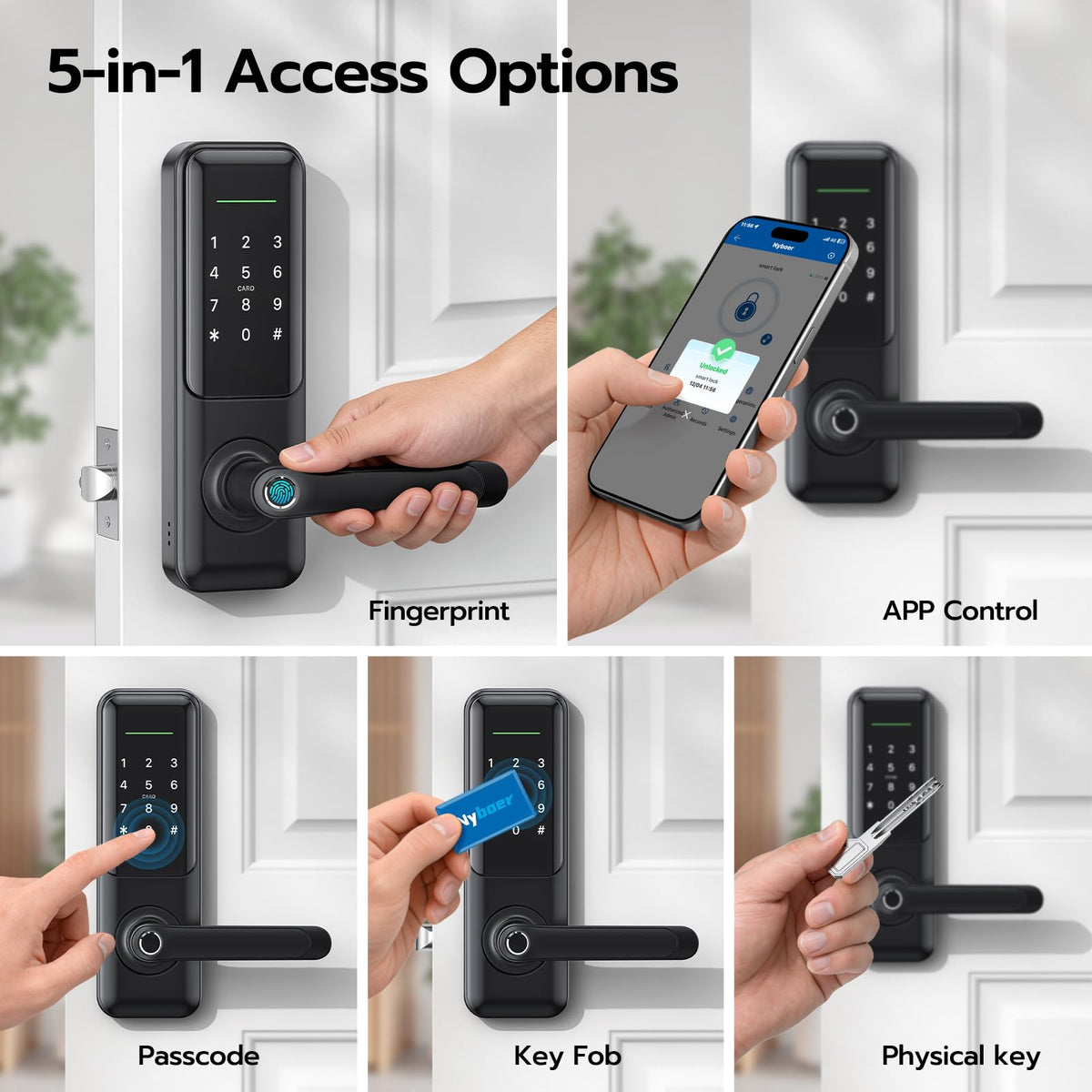 Smart Keypad Door Lock with Handle for Front Door