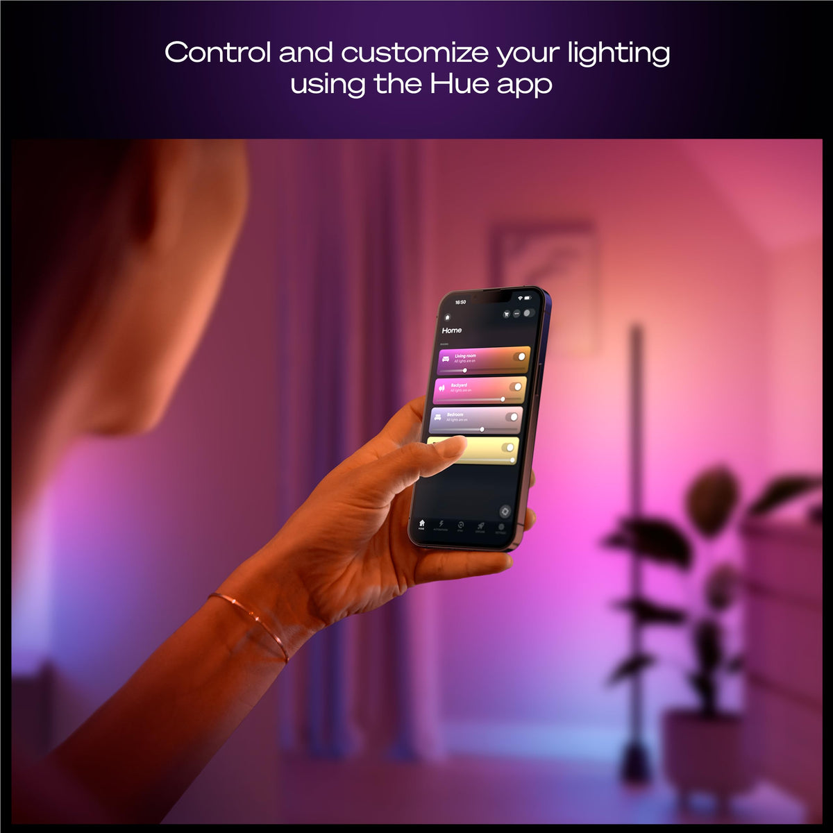 PHILIPS Hue Play Floor Lamp, RGBWWIC LED, 53 Inch, 1-Pack, Black