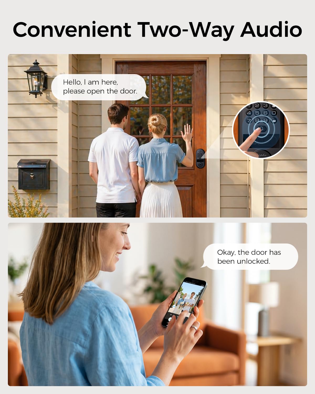 Smart Lock with Palm Vein & Face Recognition, Keyless Front Door Deadbolt
