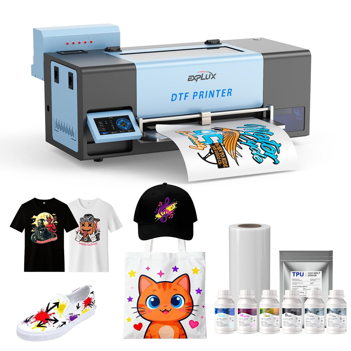 EXPLUX A3 DTF Printer XP600 Printhead S13 Bundle with Shaker Dryer