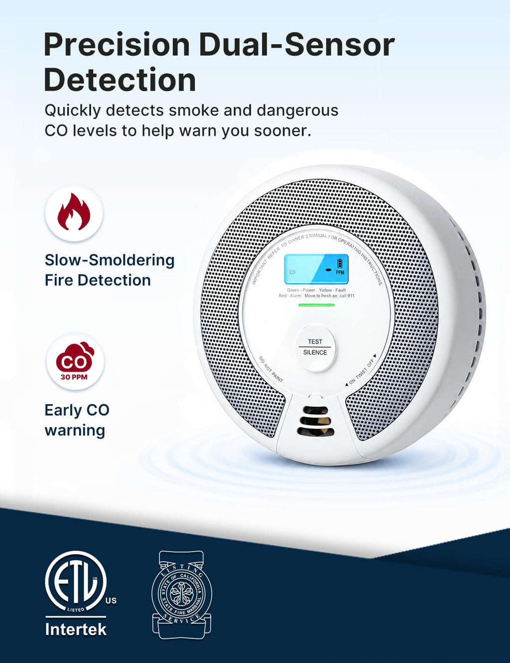 X-Sense Interconnected Smoke and CO Detector, SC07-W, 3-Pack