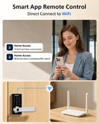 Philips Upgraded Wi-Fi Smart Lock with Handle, Keyless Entry Door Lock, Smart Door Knob, Fingerprint Unlock, App Remote Control, Auto-Lock, Keypad Deadbolt with Lever for Bedrooms, Office, Front Door