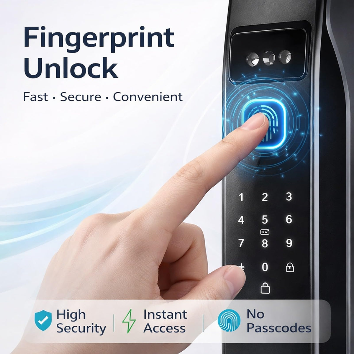 3D Face Recognition Smart Door Lock with Video Intercom, Tuya App Remote Access, Biometric Fingerprint & Palm Print Unlock, Heavy Duty Aluminum Mortise Lock for Home & Office (Black)