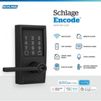 Schlage Encode Smart WiFi Lock, Lever Handle, Century Trim, Matte Black